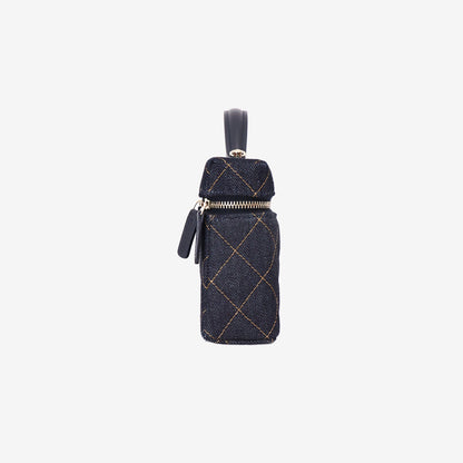 Chanel Classic Vanity with Chain in Dark Blue Denim with Gold Hardware side view