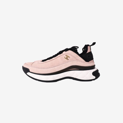 Chanel 23K Sneakers in Light Pink Suede and Nylon (Size 38)