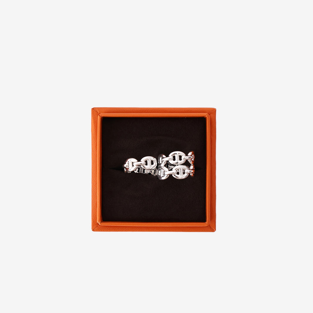Hermès Bague Chaîne d'Ancre Enchaînée Double Ring in 925 Sterling Silver