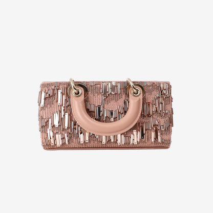 Christian Dior Lady D-Joy Bag in Pink Metallic Sequins with Gold Hardware
