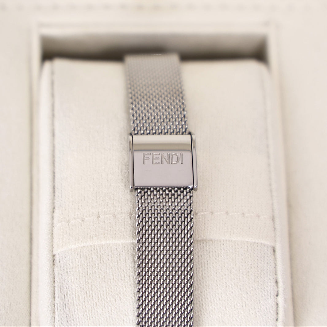 Fendi Palazzo Watch in Silver Stainless Steel with Mother-of-Pearl Dial back view