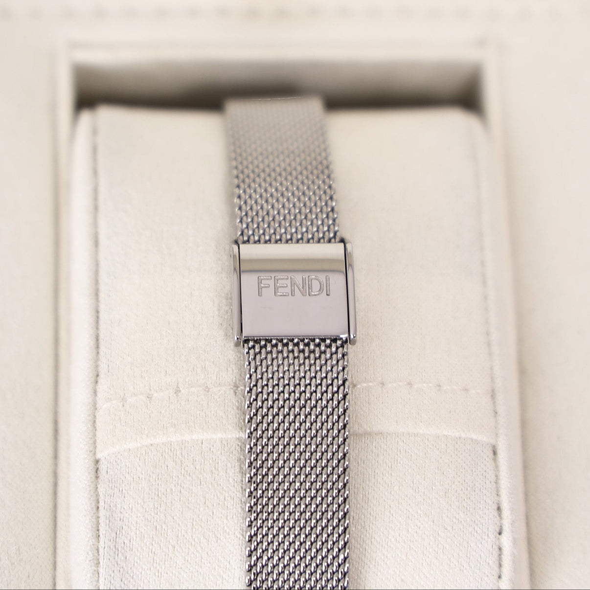 Fendi Palazzo Watch in Silver Stainless Steel with Mother-of-Pearl Dial back view