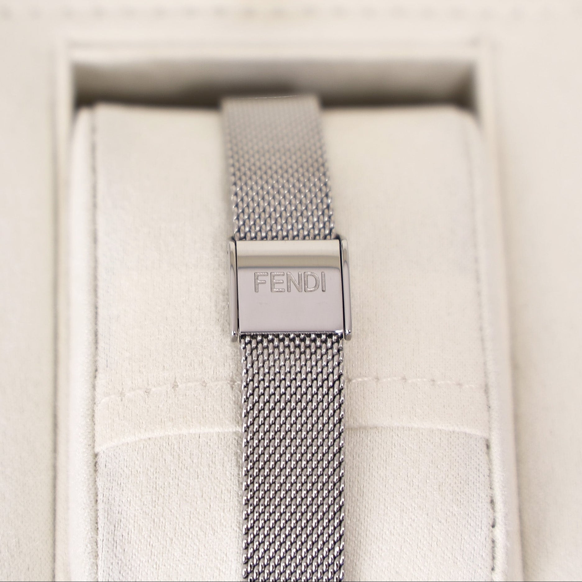 Fendi Palazzo Watch in Silver Stainless Steel with Mother-of-Pearl Dial back view
