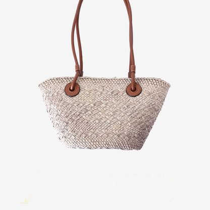 Loewe Anagram Mini Basket Bag in Natural/Tan Handwoven Iraca Palm with Calfskin Leather