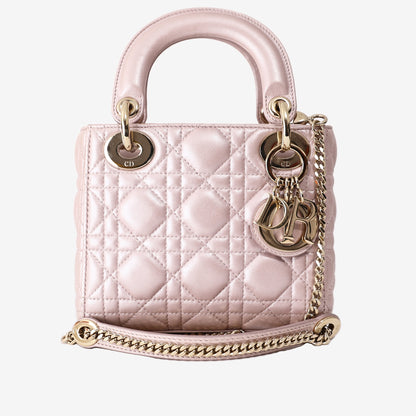 Christian Dior Lady Dior Mini in Pink Lambskin Leather with Gold Hardware