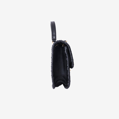 Chanel Braided Edge Flap Bag in Black Lambskin Leather with Gold Hardware