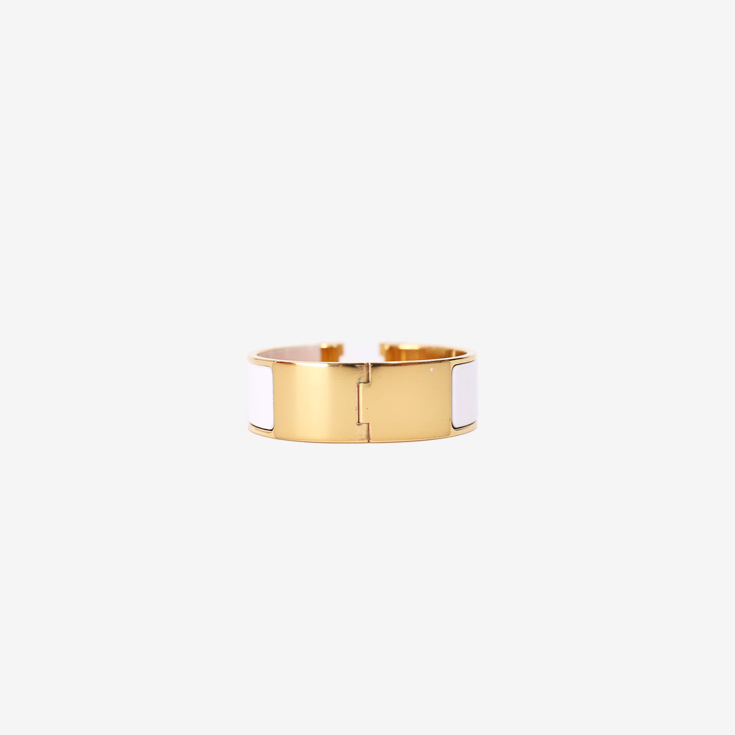 Hermès Clic H Bracelet in White Enamel with Gold Hardware (Contact to Enquire)