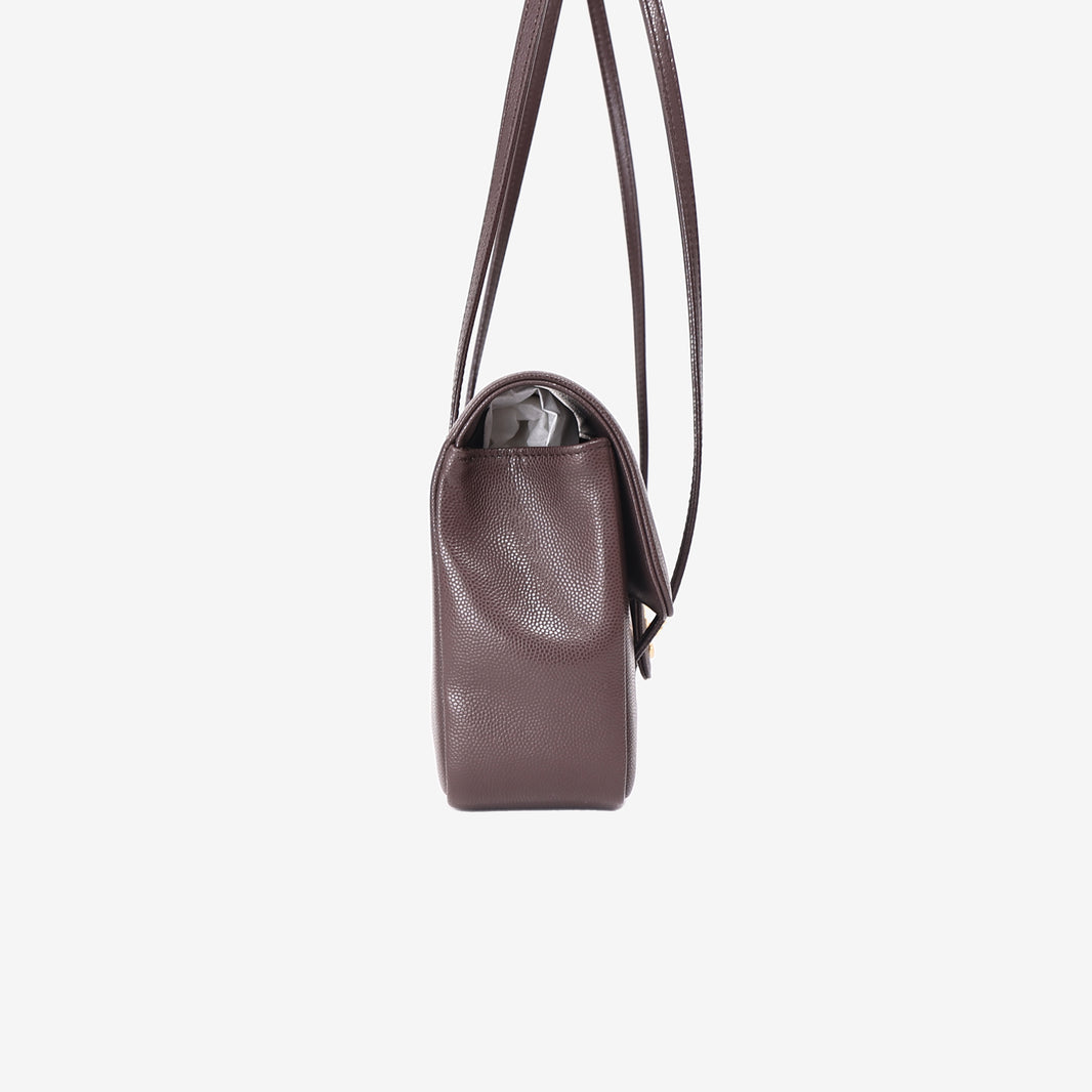 Chanel Preppy Coco Small in Dark Brown Calfskin Leather with Gold Hardware side view