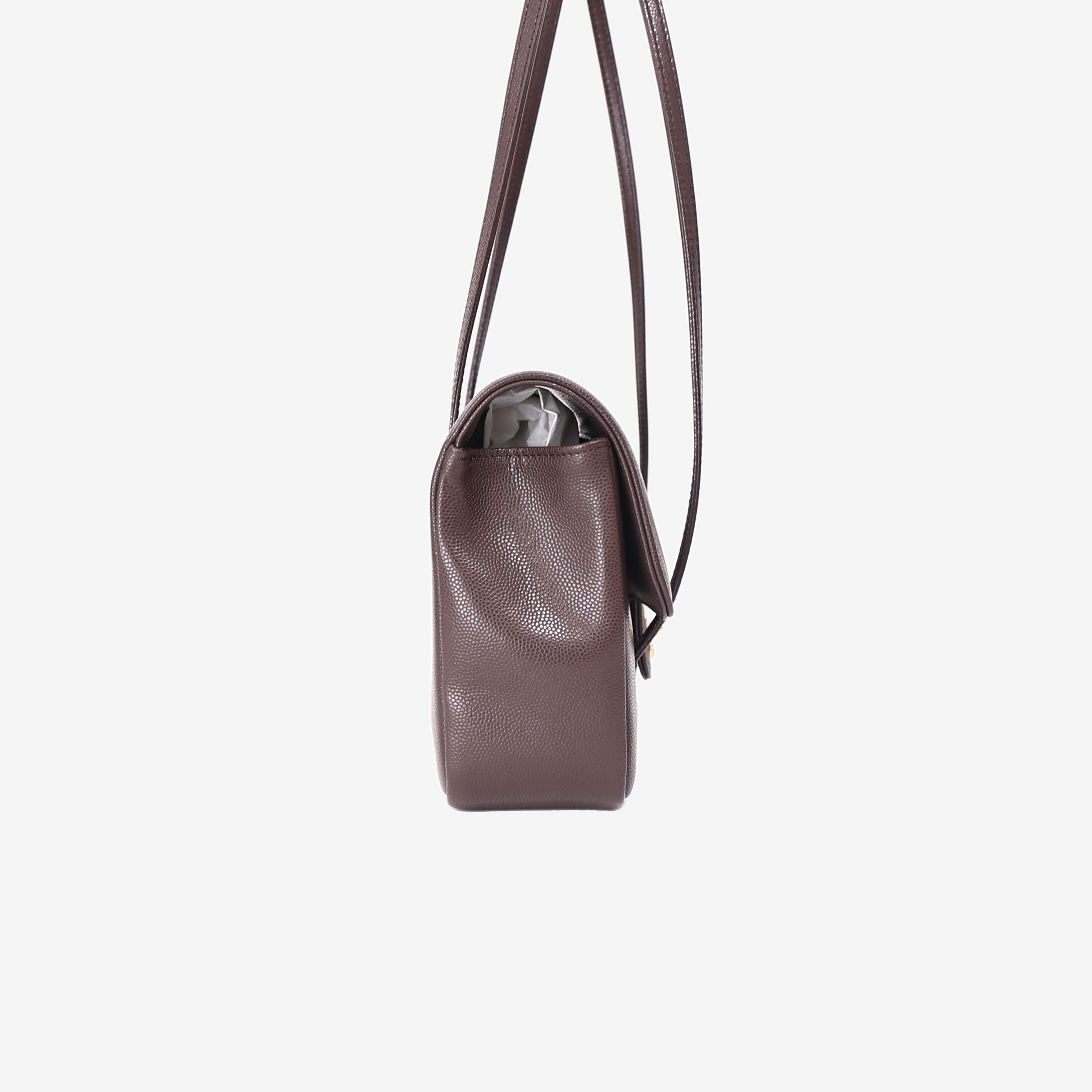 Chanel Preppy Coco Small in Dark Brown Calfskin Leather with Gold Hardware side view