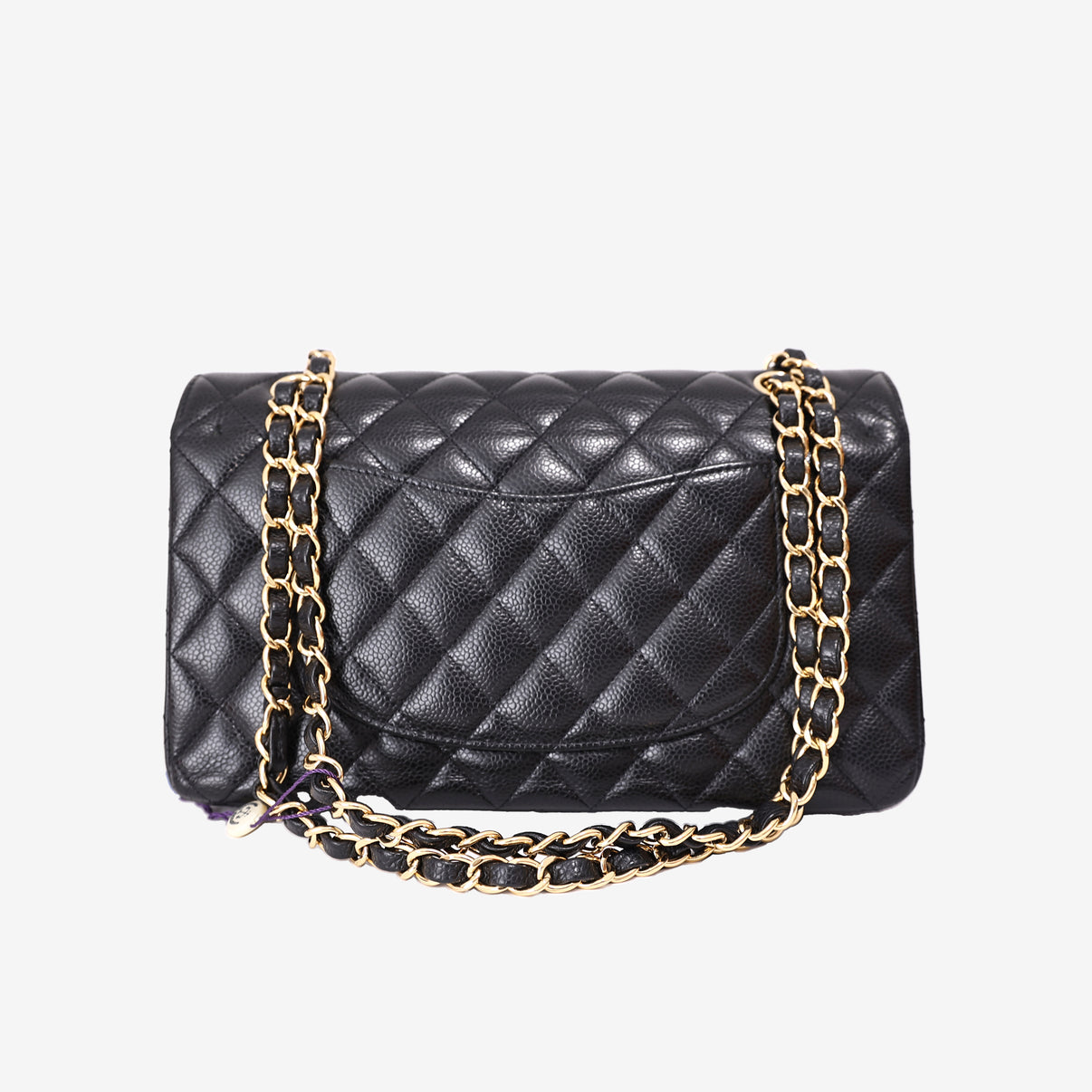 Chanel Classic Double Flap Small in Black Caviar Leather with Gold Hardware back view