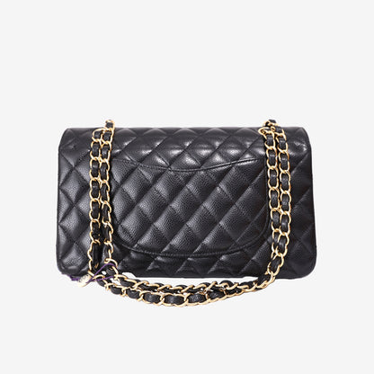 Chanel Classic Double Flap Small in Black Caviar Leather with Gold Hardware back view
