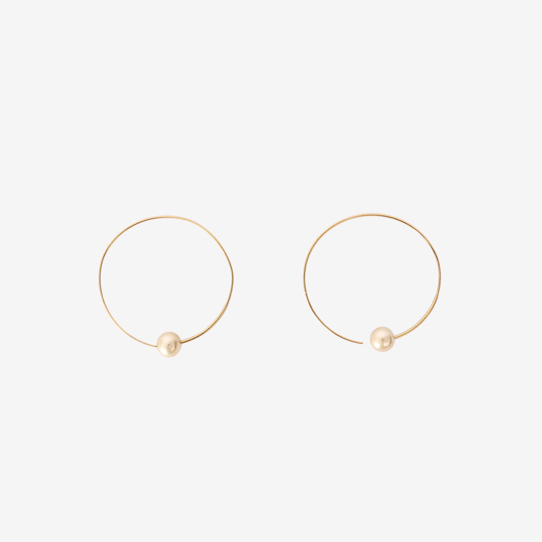 Celine Dot Hoop Earrings in Pearl with Gold-Tone Bead