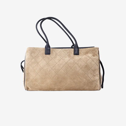 *PRISTINE* Chanel 26A Tote in Dark Beige & Black Suede & Grained Calfskin with Gold Hardware (AS6428-B25073-UB321)