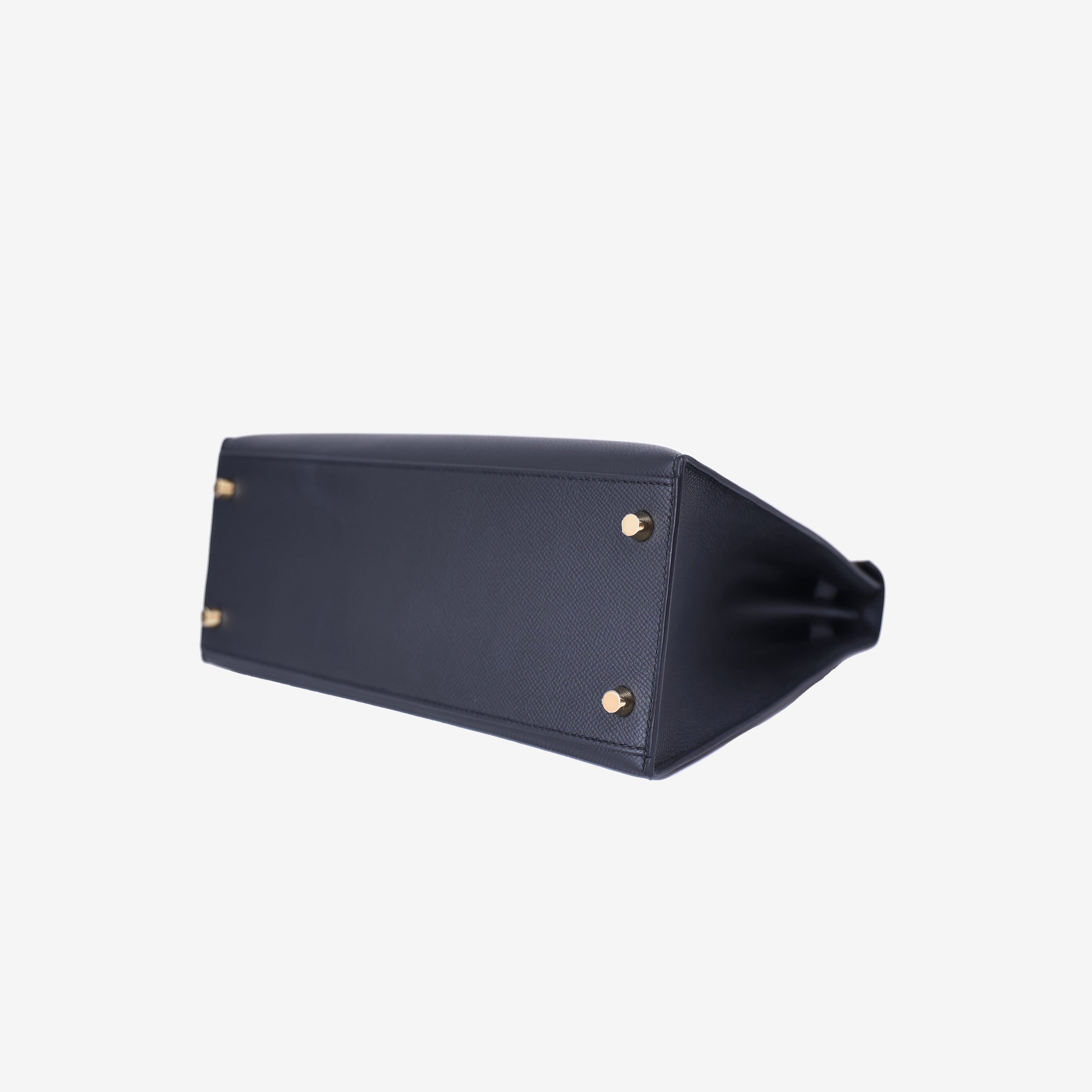 Hermès Kelly 28 in Noir Epsom Leather with Gold Hardware bottom side view