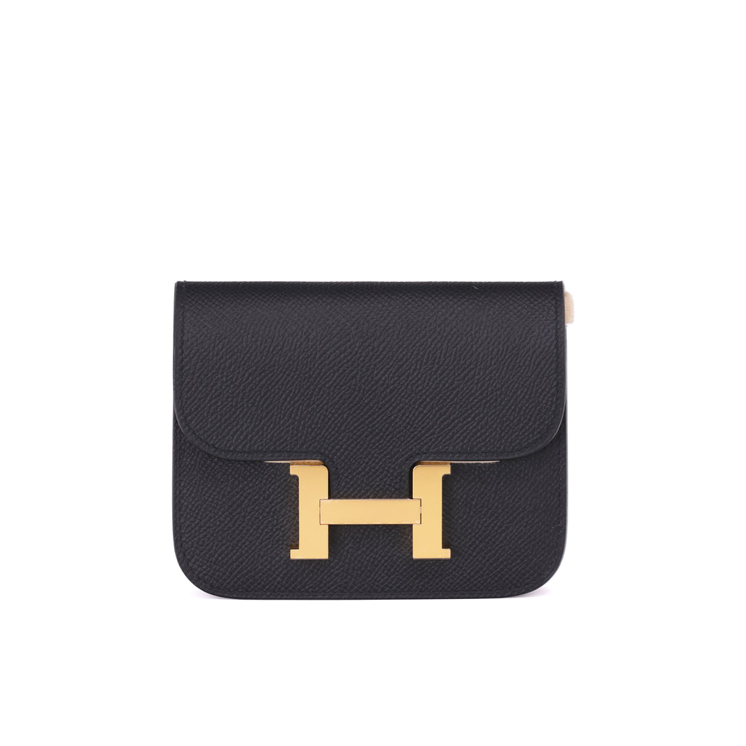Hermès Constance Slim Wallet in Noir Epsom Leather with Gold Hardware (Contact to Enquire)