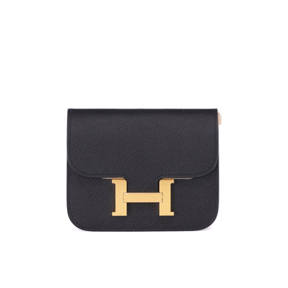 Hermès Constance Slim Wallet in Noir Epsom Leather with Gold Hardware (Contact to Enquire)