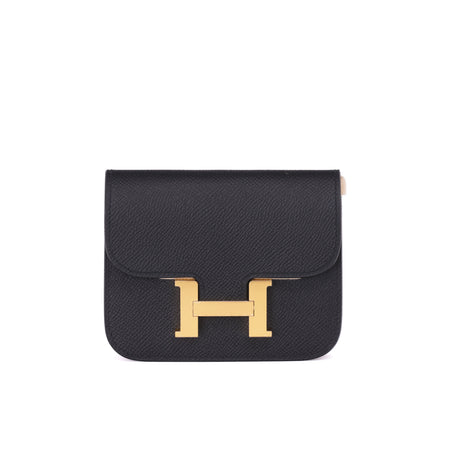 Hermès Constance Slim Wallet in Noir Epsom Leather with Gold Hardware (Contact to Enquire)
