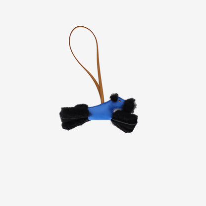 Hermès Budy Charm in Bleu France Lambskin and Sheepskin side view