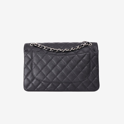 Chanel Jumbo Classic Double Flap Bag in Black Caviar Leather with Silver Hardware