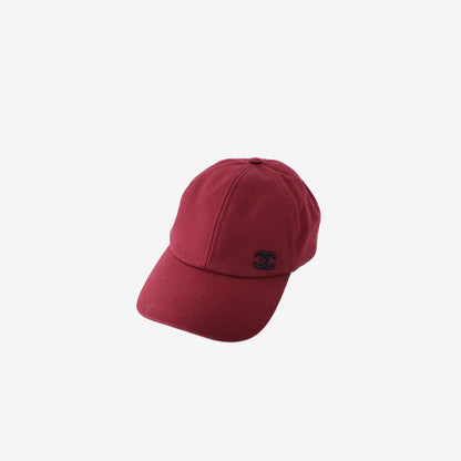 Chanel 26S Hat in Red Cotton with Black CC Logo