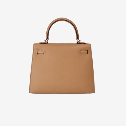 Hermès Kelly 25 in Biscuit Epsom Leather with Palladium Hardware back view