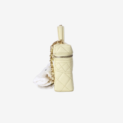 Chanel Vanity Bag in Lemon Yellow Caviar Leather with Gold Hardware