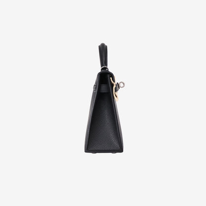 Hermès Mini Kelly 20 in Noir Epsom Leather with Palladium Hardware side view