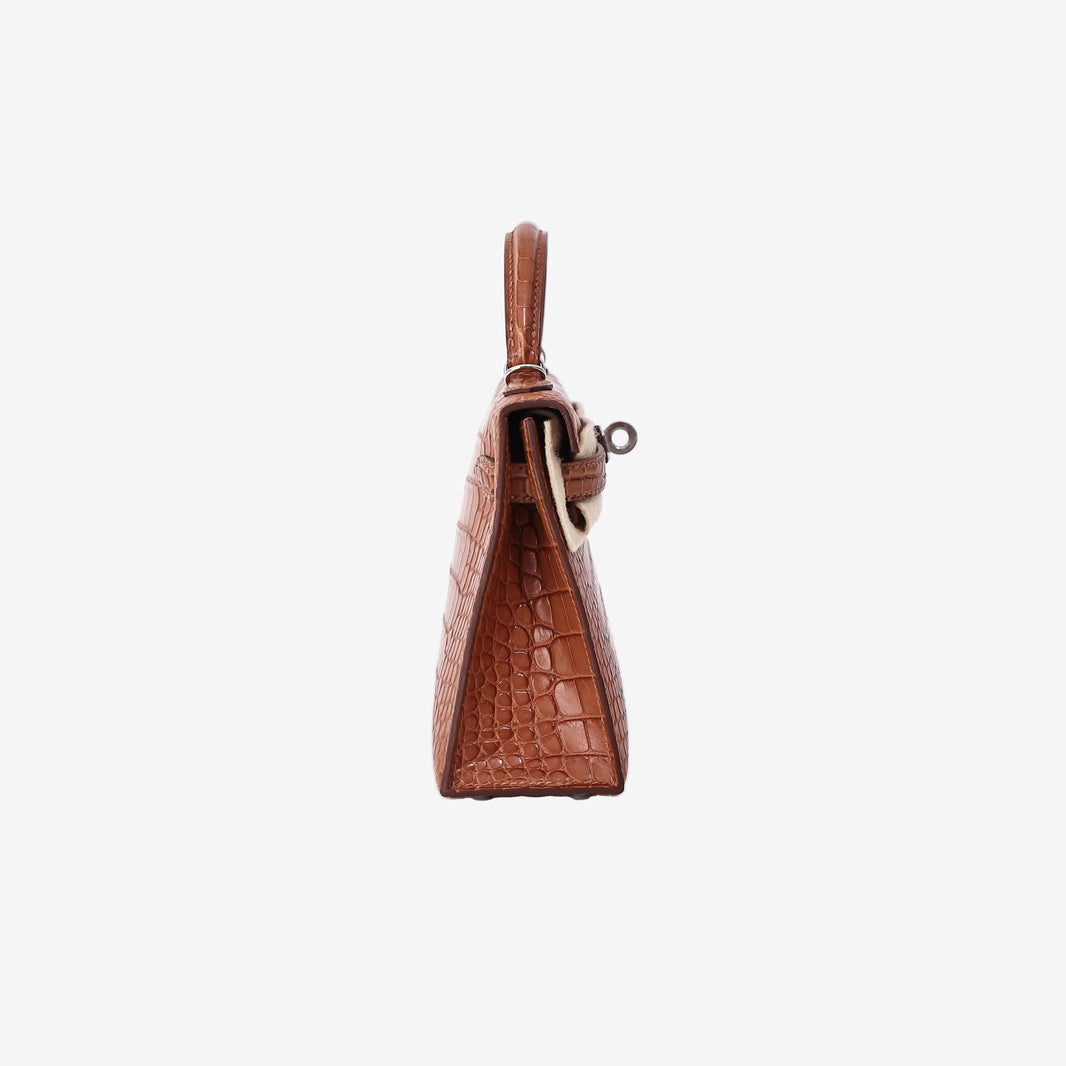 Hermès Mini Kelly 20 in Gold Alligator Leather with Palladium Hardware