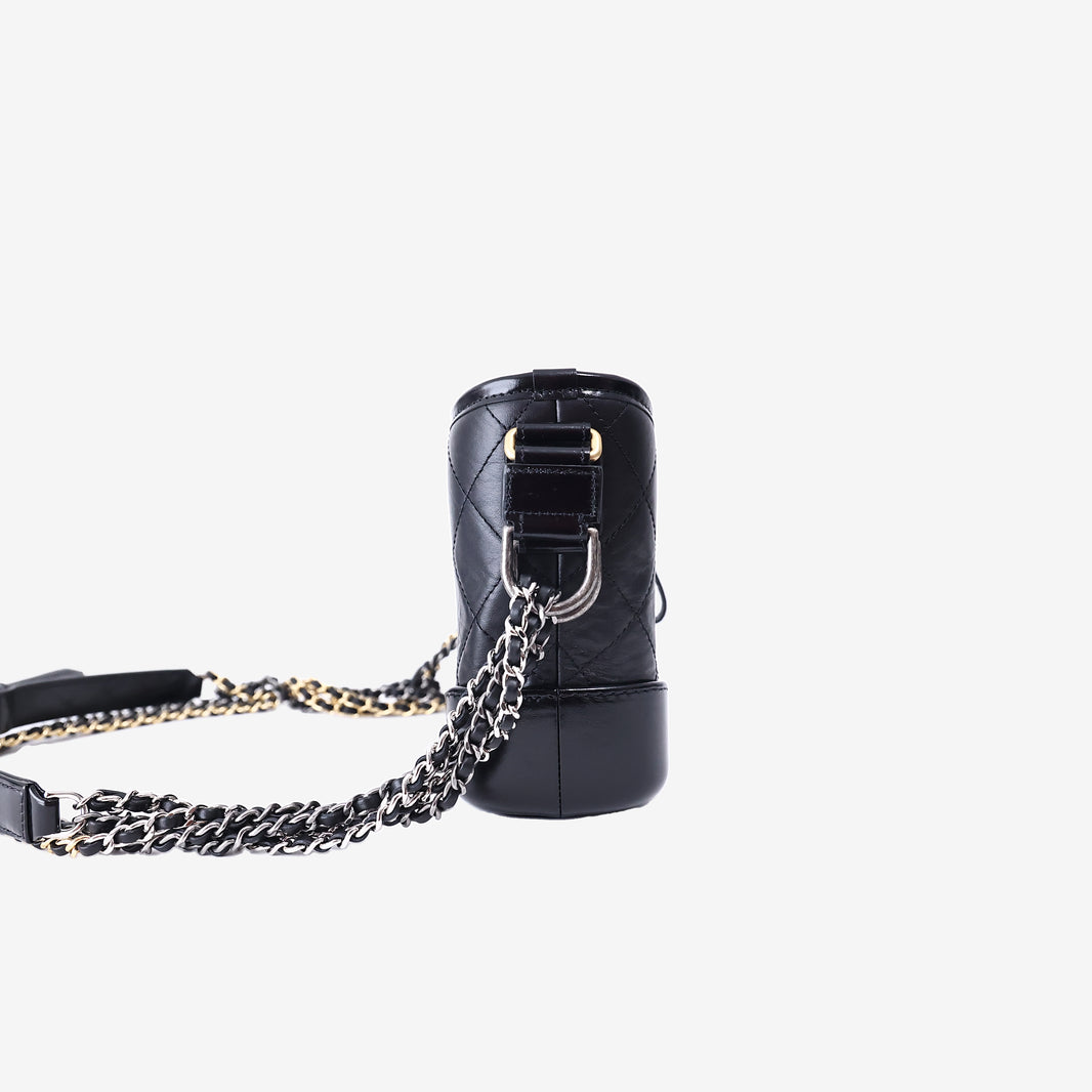 Chanel Gabrielle Small Bag in Black Calfskin Leather with Mixed Hardware