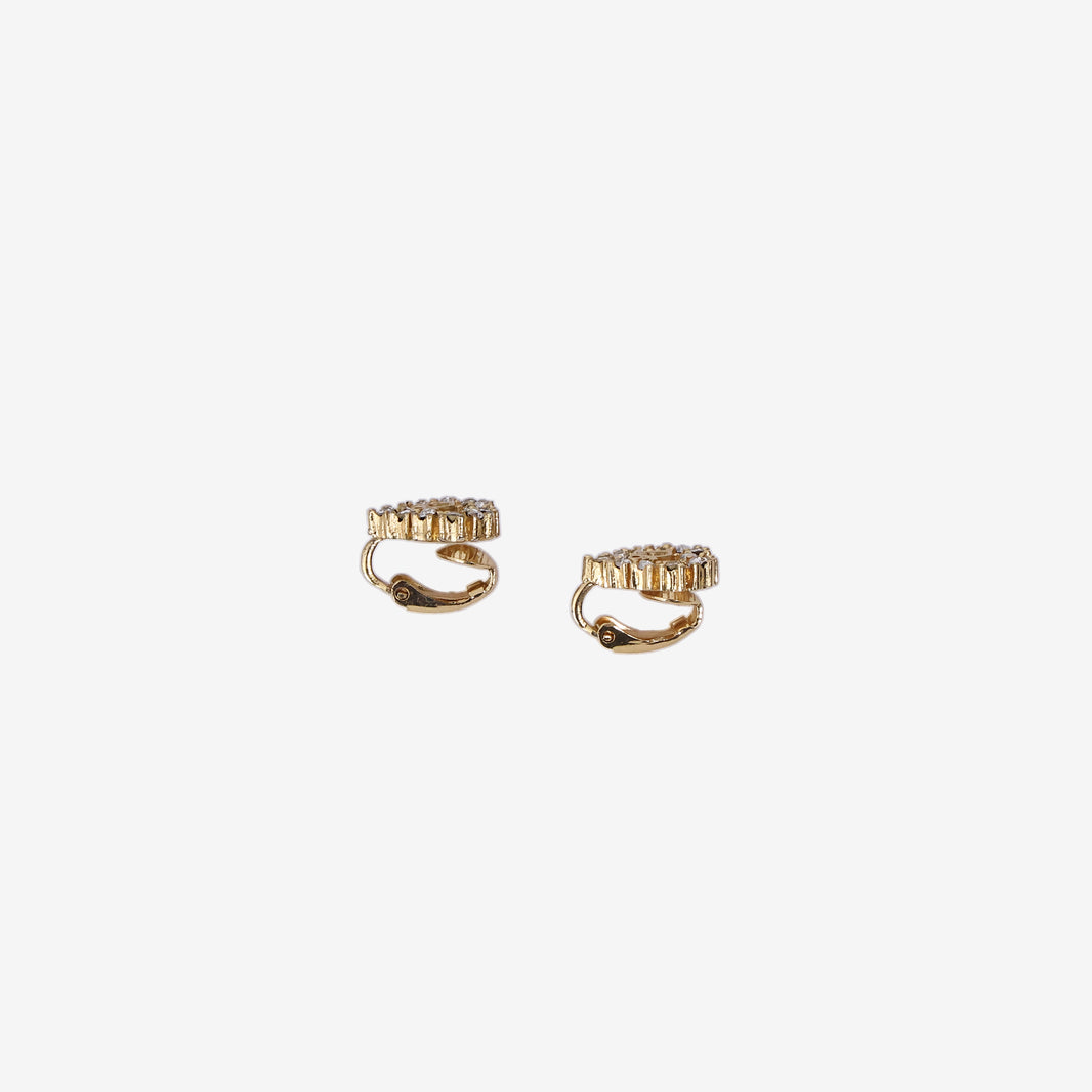 Dior Heart Motif Earrings in Gold-Tone Metal with Rhinestones