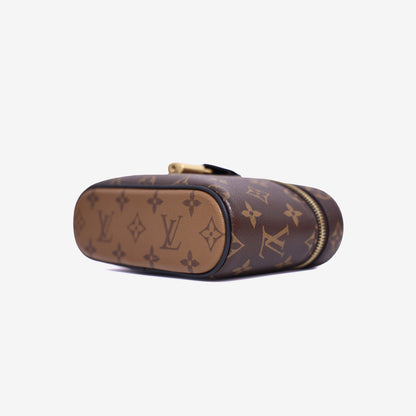 Louis Vuitton Vanity Chaine Pouch Bag in Brown Monogram Reverse Canvas with Gold Hardware bottom side view