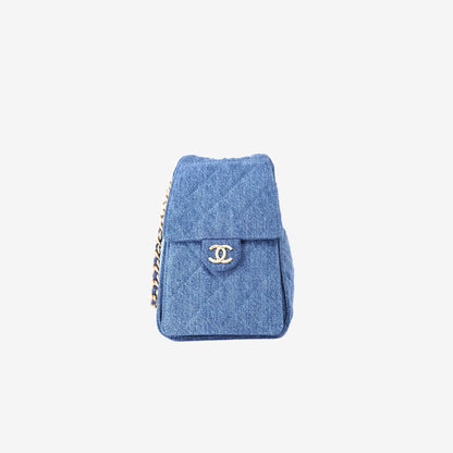 Chanel 25 Hobo Bag Small in Blue Denim with Gold Hardware
