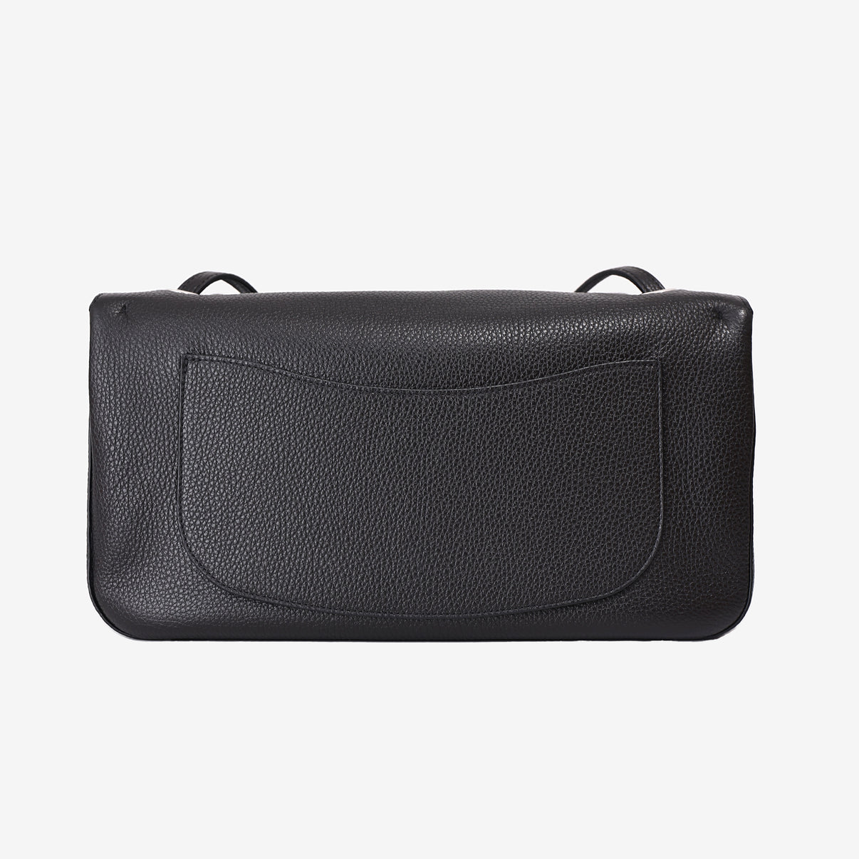 Chanel 26S Maxi Flap Bag in Black Grained Calfskin Leather with Silver Hardware back view