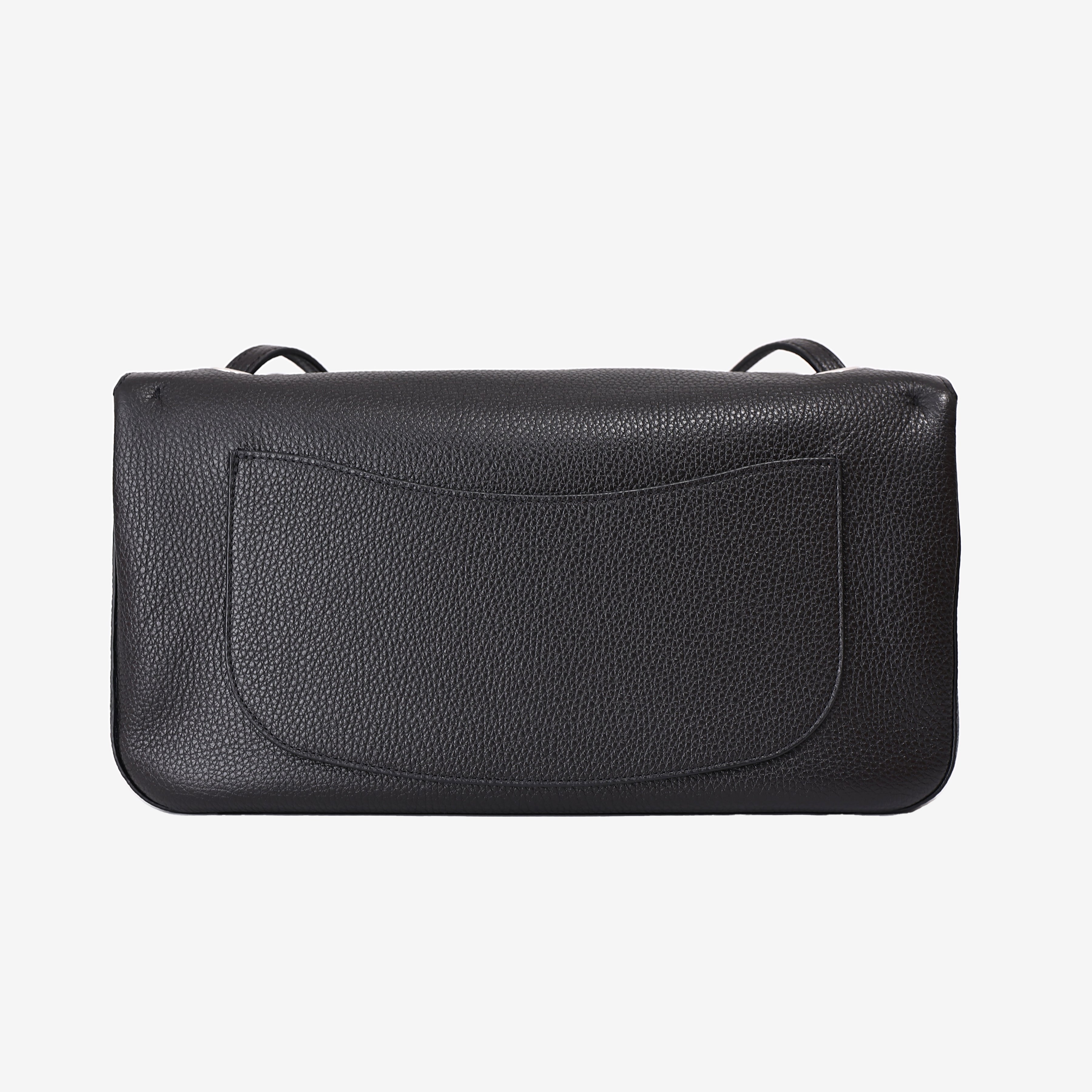 Chanel 26S Maxi Flap Bag in Black Grained Calfskin Leather with Silver Hardware back view