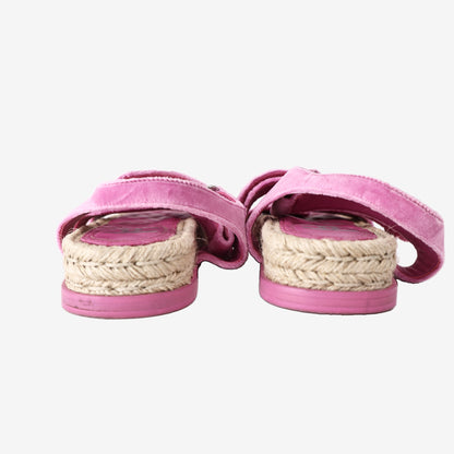 Chanel Pink Velvet Dad Sandals with Jute/Raffia Midsole (EU 36)