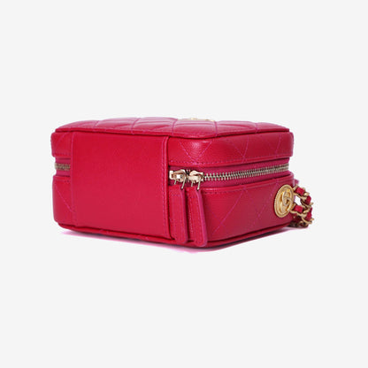 Chanel Twist Your Buttons Square Vanity On Chain in Pink Caviar Leather with Gold Hardware
