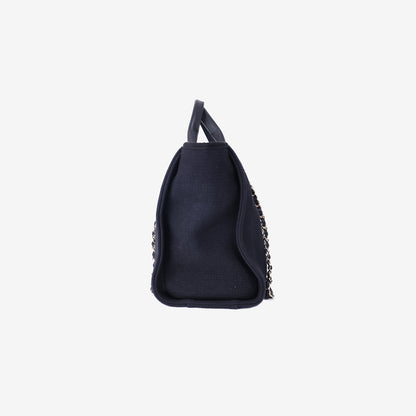 Chanel Deauville Shopping Tote in Black Canvas with Gold Hardware