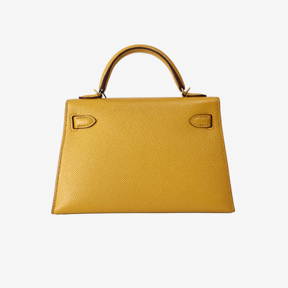 Hermès Mini Kelly 20 in Jaune Ambre Epsom Leather with Gold-Plated Hardware