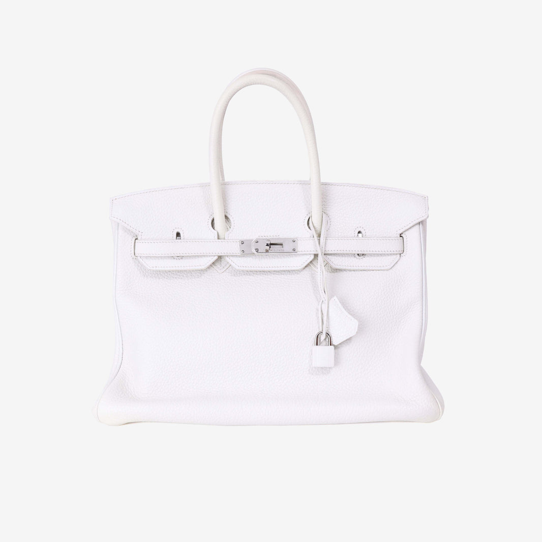 Hermès Birkin 35 in Blanc Togo Leather with Palladium Hardware front view