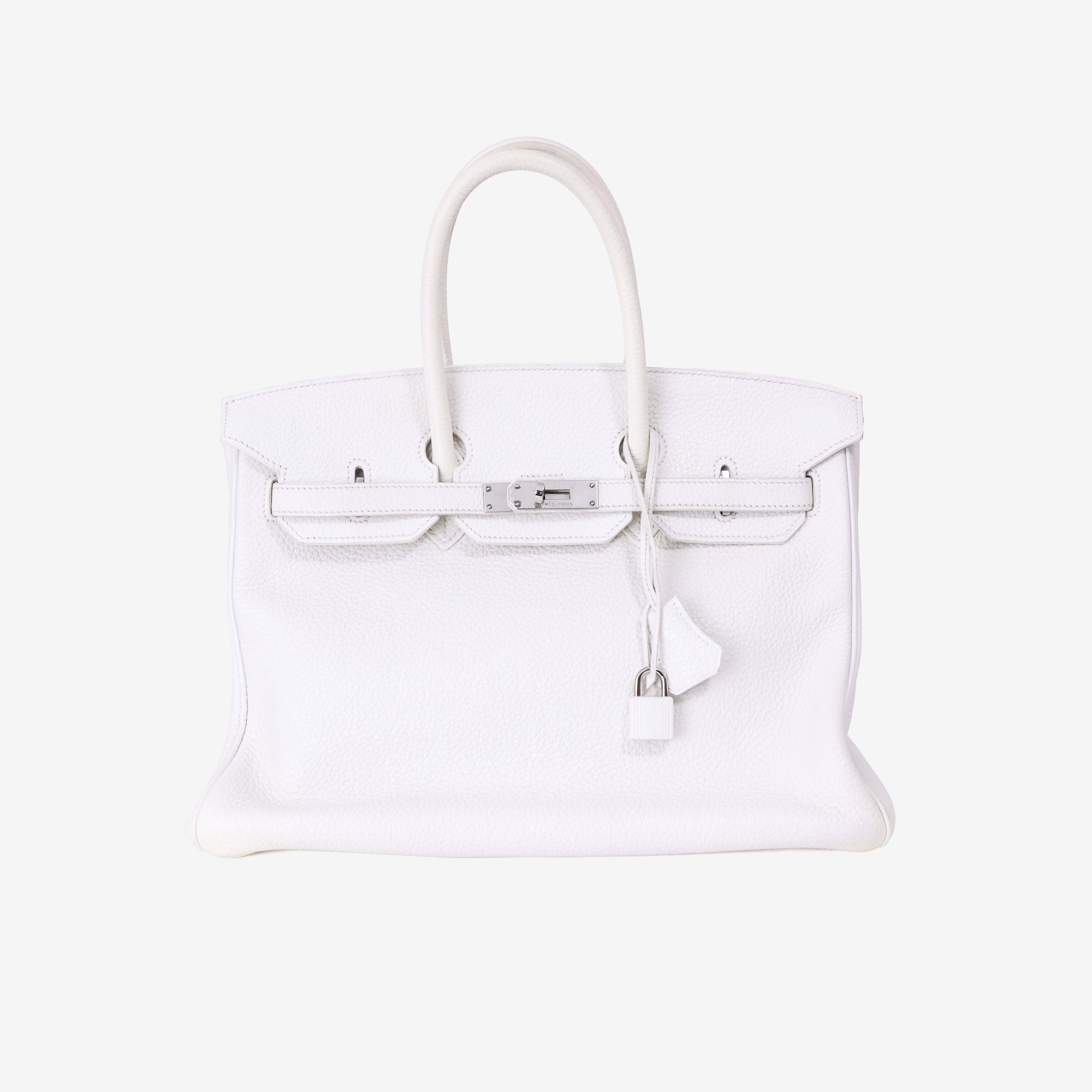 Hermès Birkin 35 in Blanc Togo Leather with Palladium Hardware front view