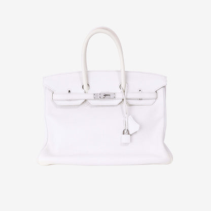 Hermès Birkin 35 in Blanc Togo Leather with Palladium Hardware front view