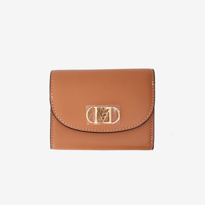 MCM Mode Travia Mini Chain Wallet in Brown Nappa Leather with Gold Hardware