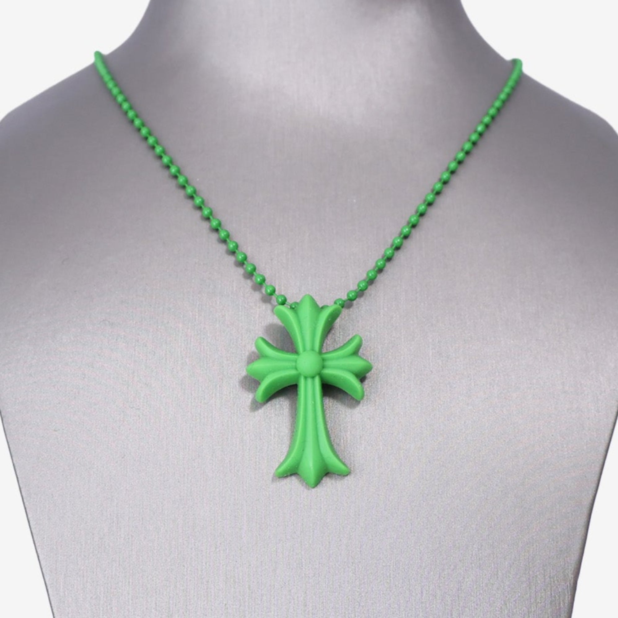Chrome Hearts Cross Pendant Necklace in Green Silicone – SW3 BOUTIQUE