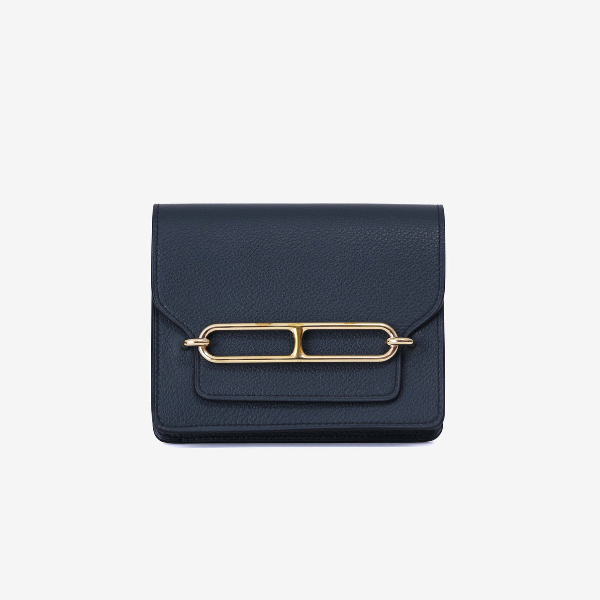 Hermès Roulis Wallet in Bleu Nuit Evercolor Leather with Gold Hardware front view