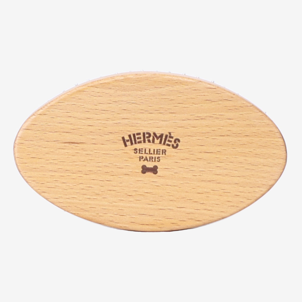 Hermès Dog Brush in Brown Beechwood with Metal detail view