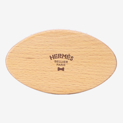 Hermès Dog Brush in Brown Beechwood with Metal detail view