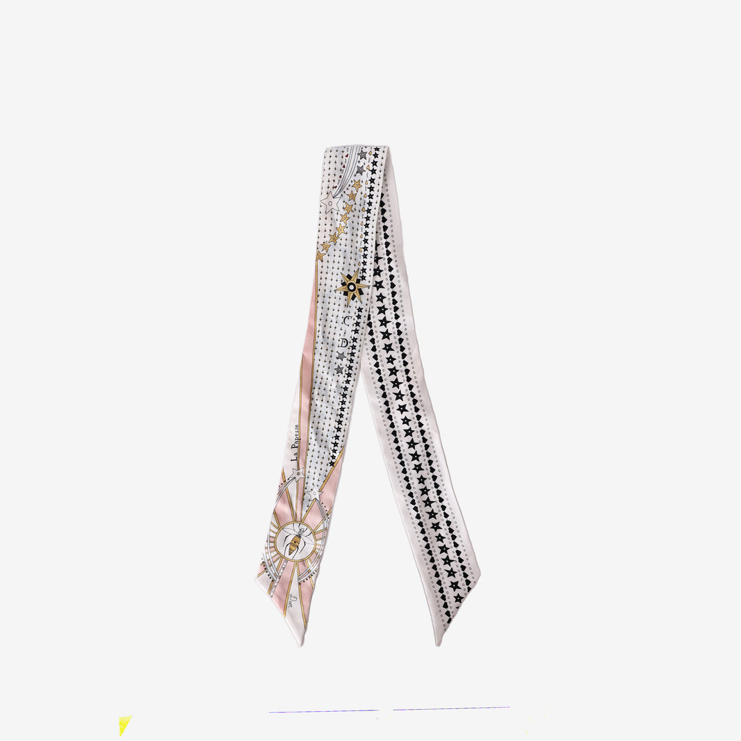 Dior La Papesse Tarot Mitzah Twilly in White Silk Twill back view
