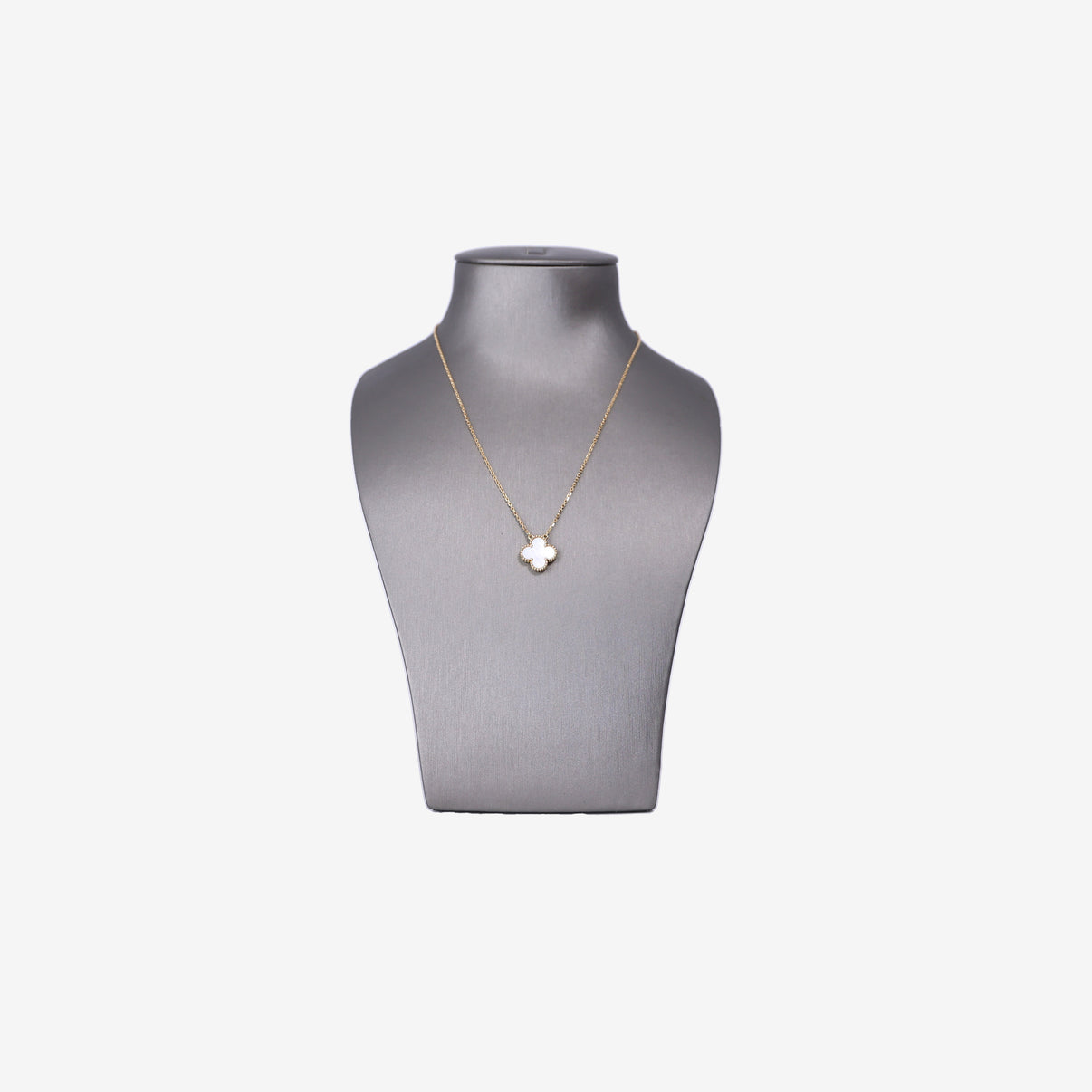 Van Cleef & Arpels Vintage Alhambra Pendant in White Mother of Pearl 18K Yellow Gold front view