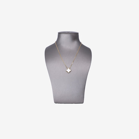 Van Cleef & Arpels Vintage Alhambra Pendant in White Mother of Pearl 18K Yellow Gold front view