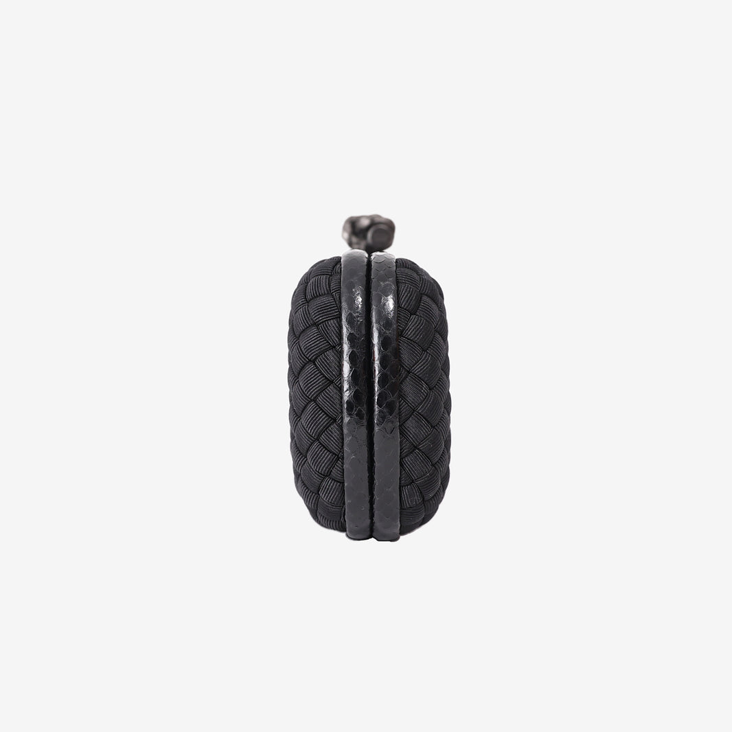 Bottega Veneta Woven Silk Stretch Knot Clutch in Black